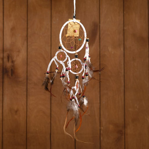 Ловец снов «Пять колец», 14×0.5×40 см, белый