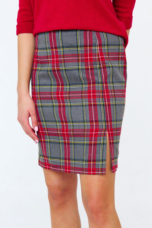 Юбка мини в клетку 269GRY