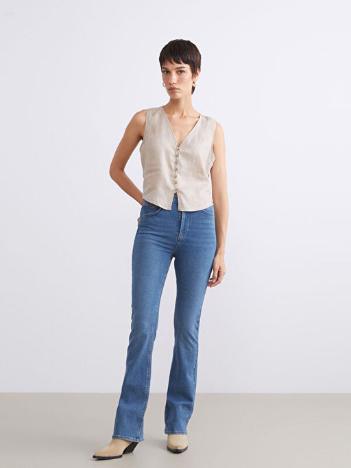 Crop Flare Kad?n Jean Pantolon