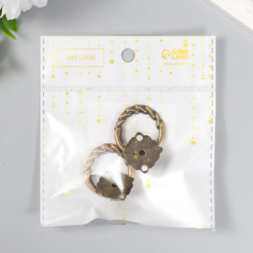 Цена за 3 шт. Ручка для шкатулки металл "Молоточек косичка" бронза набор 2 шт 841 4х3 см