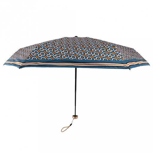 Зонт-мини механический Орнамент ткань эпонж (полиэстер) + черное УФ-покрытие, 6 лучей, д/купола 90см, 5 сложений, 17см в сложенном виде, механизм против ветра, пластмассовая ручка, цвет бирюзовый, 225гр (Китай) - Домашняя Мода фото 2