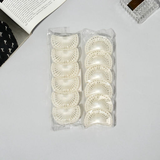 Цена за 12 шт. Крабик для волос « Туман», веер, 6 см, белый