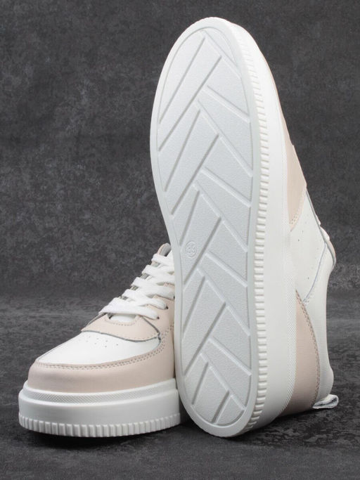 03-YJ425-1 WHITE/BEIGE Полуботинки спортивные женские (натуральная кожа)