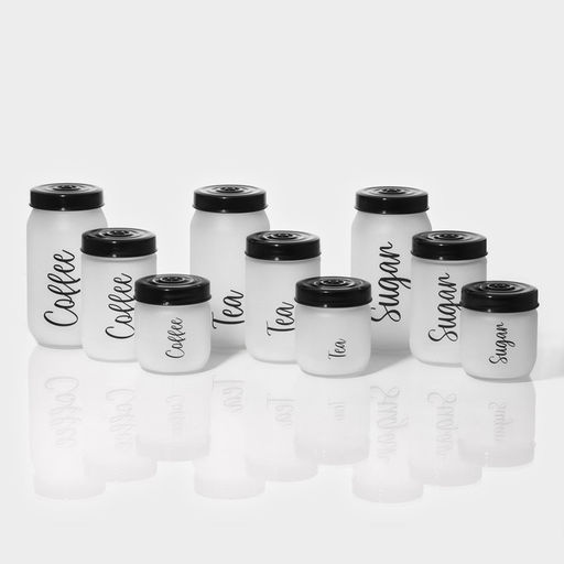 Банка для сыпучих продуктов Herevin Tea, 1 л, стекло, белая
