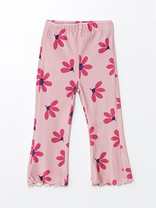 ?i?ekli Kadife K?z Bebek Tayt Pantolon