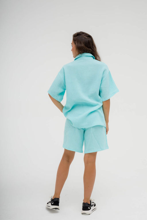 МУСЛИН! Женский костюм с рубашкой,  ментол - Knitka wear фото 7