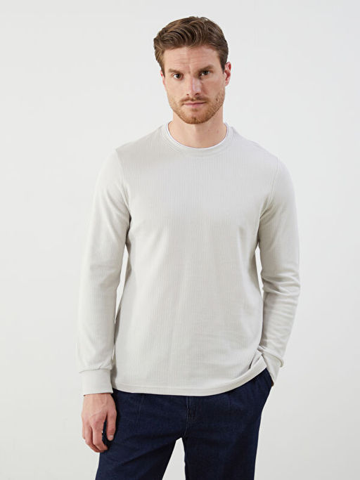 Bisiklet Yaka Uzun Kollu Erkek Sweatshirt