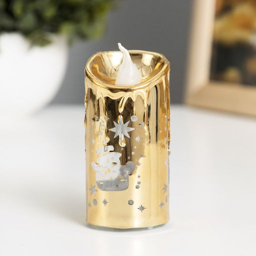 Светодиодная свеча, ночник LED RISALUX «Новый год», от батареек, 3.8×3.8×7.5 см, МИКС
