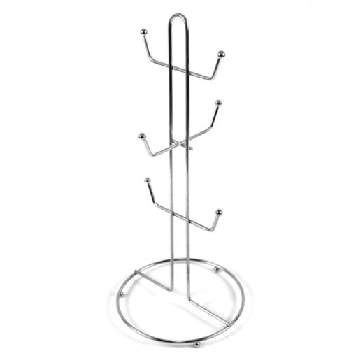 Подставка хромированная 6 крючков для чашек h37см, д/основания-14,5см (Китай)