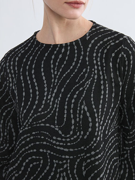 Bisiklet Yaka Desenli Elbise