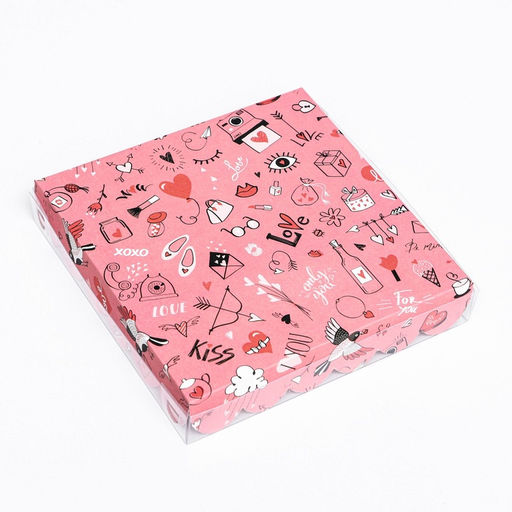 Цена за 5 шт. Коробка для печенья, Love you 18×18×3 см