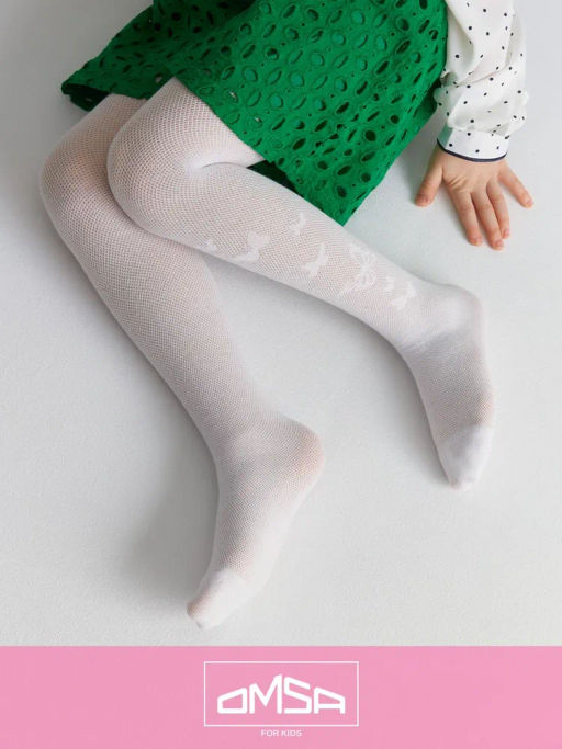 OMSA kids Collant 12A01-1 с ажур рис (бабочки) - bianco  фото 3