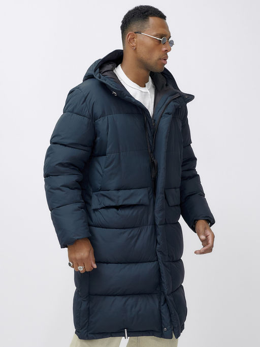 Парка MTFORCE мужская зимняя модная удлиненная спортивная темно-синего цвета 2416_1TS фото 9