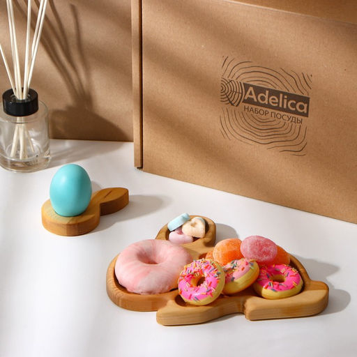 Пасхальный набор Adelica, менажница, подставка под яйцо, термонаклейки на 7 яиц, 22?18 см  фото 5