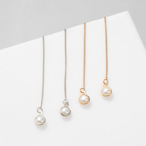 Серьги с жемчугом Цепочки ласка, цвет МИКС