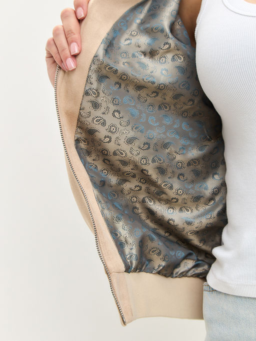 Бомбер из замши бежевый - Tantino фото 4