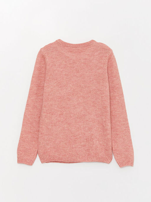 Bisiklet Yaka Desenli Uzun Kollu K?z ?ocuk Triko Kazak - Waikiki фото 3