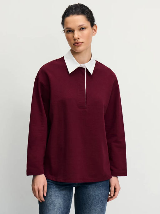 Хлопковый джемпер с отложным воротником / Zarina