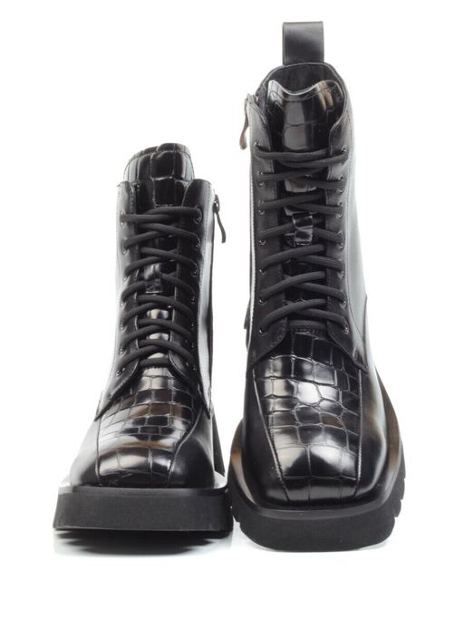 01-CG34-1 BLACK Ботинки демисезонные женские (натуральная кожа, байка)