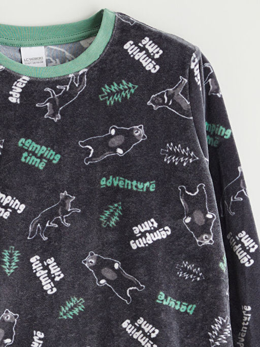 Desenli Erkek ?ocuk Kadife Pijama ?st