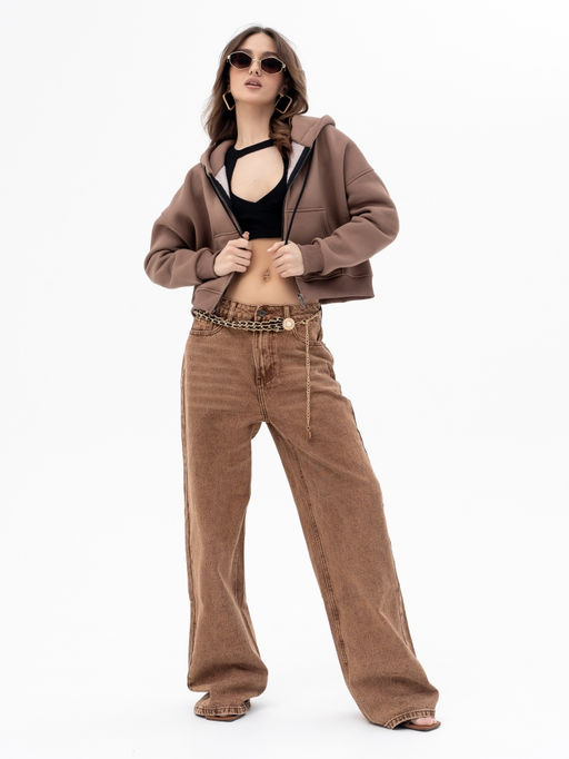 Толстовка футер 3х нитка с начесом,кофейный - Binita фото 4