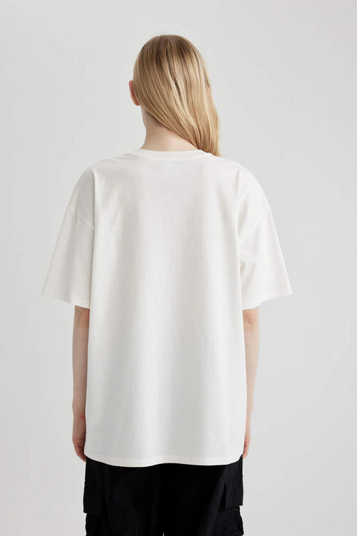 Футболка оверсайз с круглым вырезом и короткими рукавами Cool Tupac Shakur - Defacto фото 5