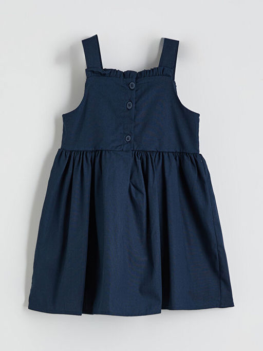 Kare Yaka Fiyonklu K?z ?ocuk Elbise