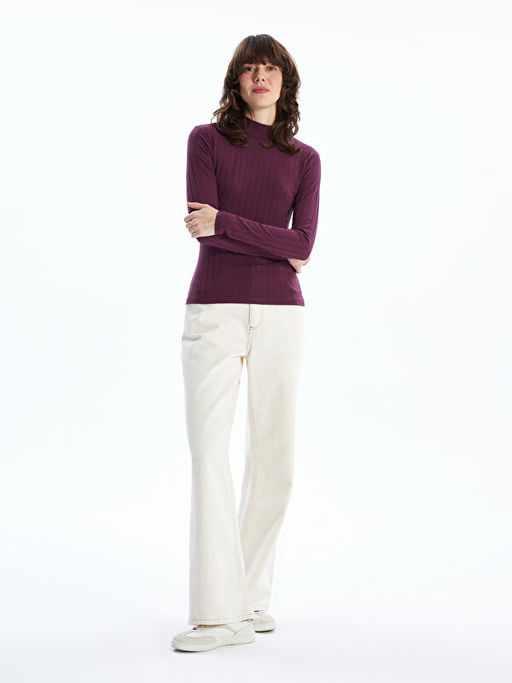 Dik Yaka D?z Uzun Kollu Kad?n Body