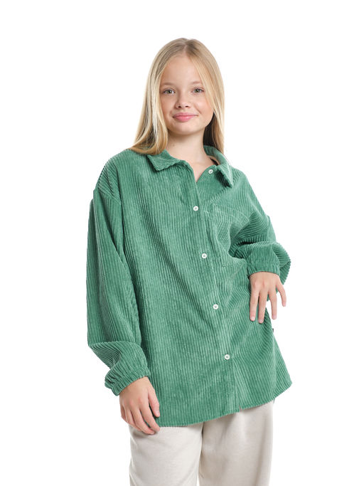 Вельветовая рубашка для девочки 22-7364 бежевый - Mini maxi фото 35