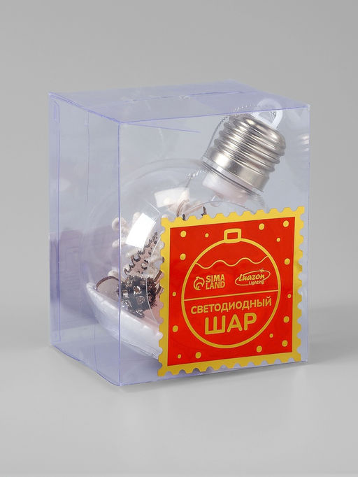 Ёлочный шар Снежный пейзаж, d=8 см, 1 LED, от батареек, свечение тёплое белое - Luazon lighting фото 12