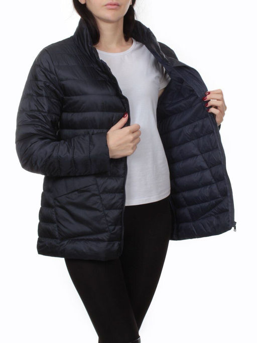 K-635 DK. BLUE Куртка демисезонная стеганая женская (70 гр. холлофайбер) - Фабричный китай фото 7