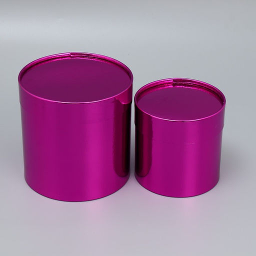 Набор коробок 2в1 круглые Однотонный, розовый металлик, 12 х 12, 15 х 15 см - Дарите счастье фото 2