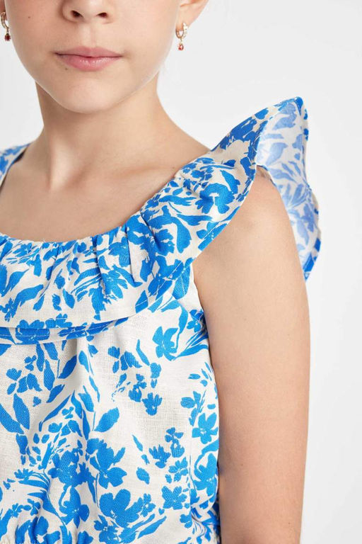 Блузка без рукавов с узором для девочки - Defacto фото 5