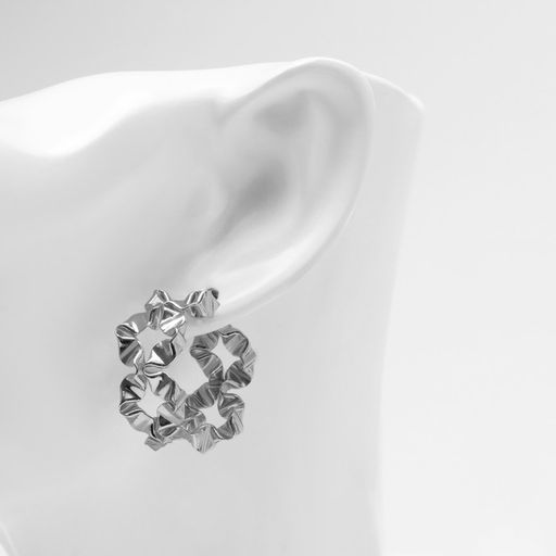 Серьги металл Богема жгутик, цвет серебро - Qf фото 2