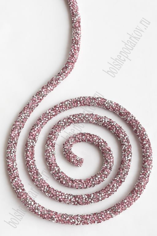 Шнур со стразами 5 м (SF-6047) розовый/серебро