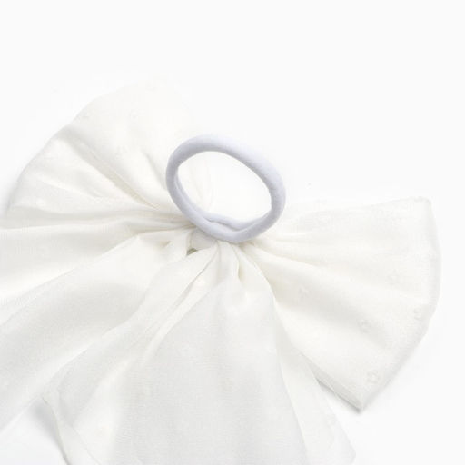 Бант для волос на резинке школьный, белый, 18×15 см, Минни Маус