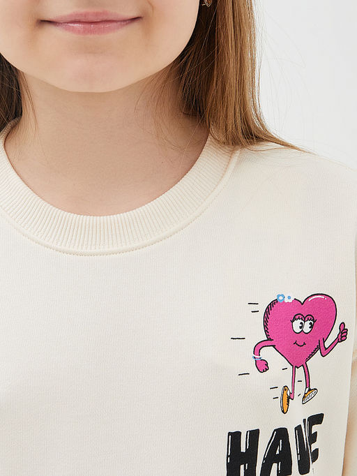 Свитшот для девочек молочный с печатью - Mark formelle фото 4