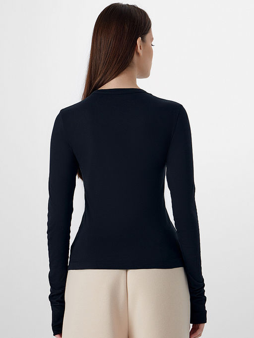 Лонгслив женский черный с надписью Be a new icon - Mark formelle фото 2