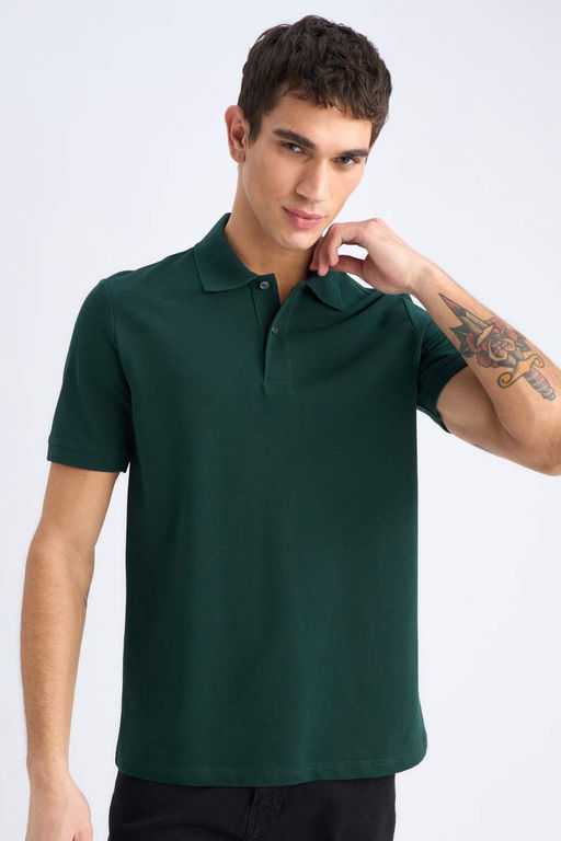 New Regular Fit K?sa Kollu Basic Duz Polo Tisort - Defacto фото 2