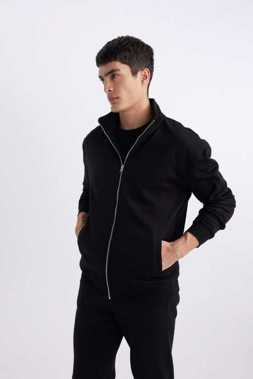 Толстовка Comfort Fit с воротником-стойкой на молнии - Defacto фото 4