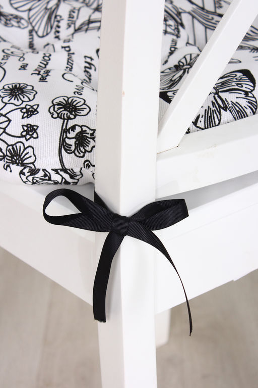 Подушка на стул 40х40см Bio-Line круглая с 4 завязками, 4 точки рогожка. PRKR4