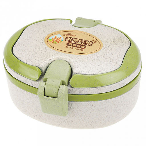 Ланч-бокс для продуктов пластмассовый Эко дом 15х14,5см h9см, 2 уровня: 0,2л 15,3х12см h2,6см; 0,4л, 15х11,8см h5,5см, с ложкой 13см, бежевый, с цветными клипсами и ручками, цвета в ассортименте: фисташковый, розовый, голубой (Китай) Пластик с доба - Домашняя мода фото 4