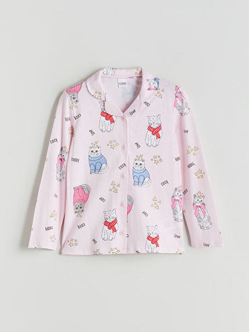 G?mlek Yaka K?z ?ocuk Pijama Tak?m?