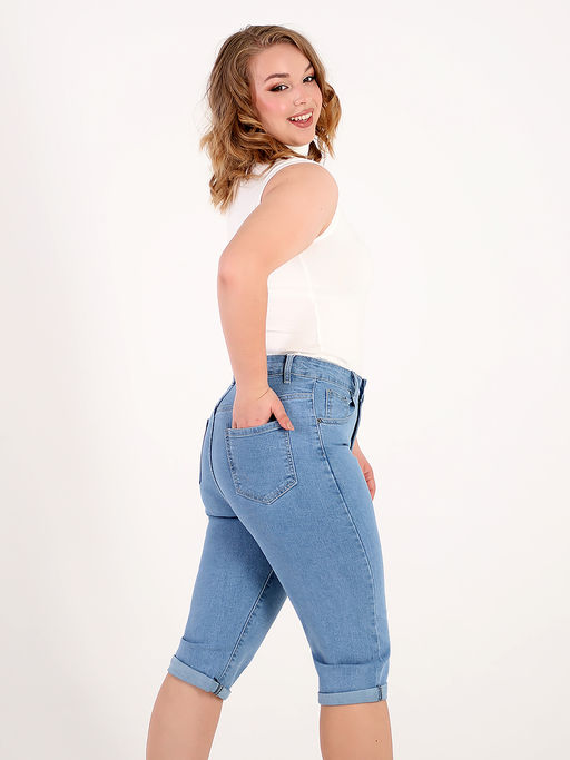 Капри джинсовые женские голубые больших размеров - Almond фото 7