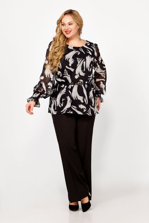 Блуза Swallow 803.2 черный+серебряный узор фото 39