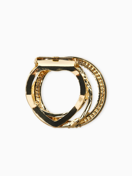 Зажим для платка "Узоры" круг, цвет белый в золоте