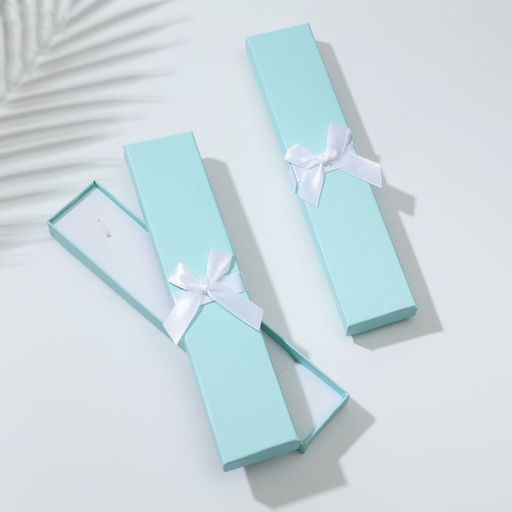 Цена за 6 шт. Коробочка подарочная под браслет, цепочку, часы «Тиффани», 21×4 см, (полезная часть 20.2×3.7 см,) голубая