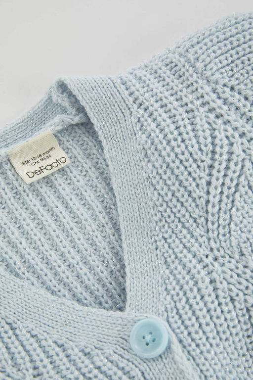 Трикотажный кардиган на пуговицах для маленьких девочек - Defacto фото 2