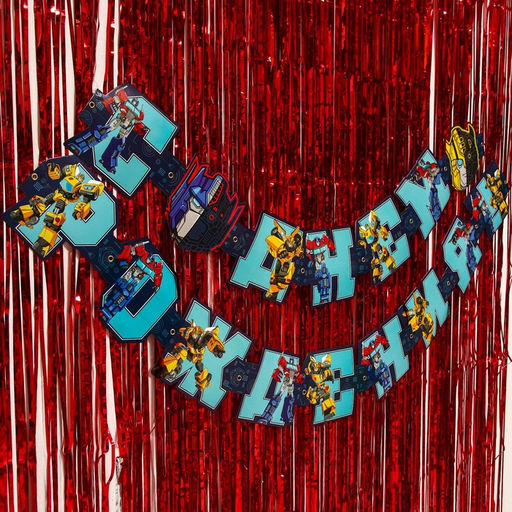 Набор для праздника "С Днем рождения", гирлянда 230 см, дождик 1х2 м, Трансформеры