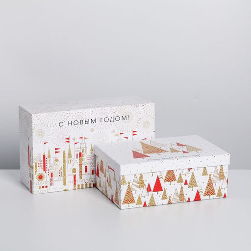 Набор подарочных коробок 5 в 1 Волшебства в Новом году, 32.5 х 20 х 12.5 - 22 х 14 х 8.5 - Дарите счастье фото 4